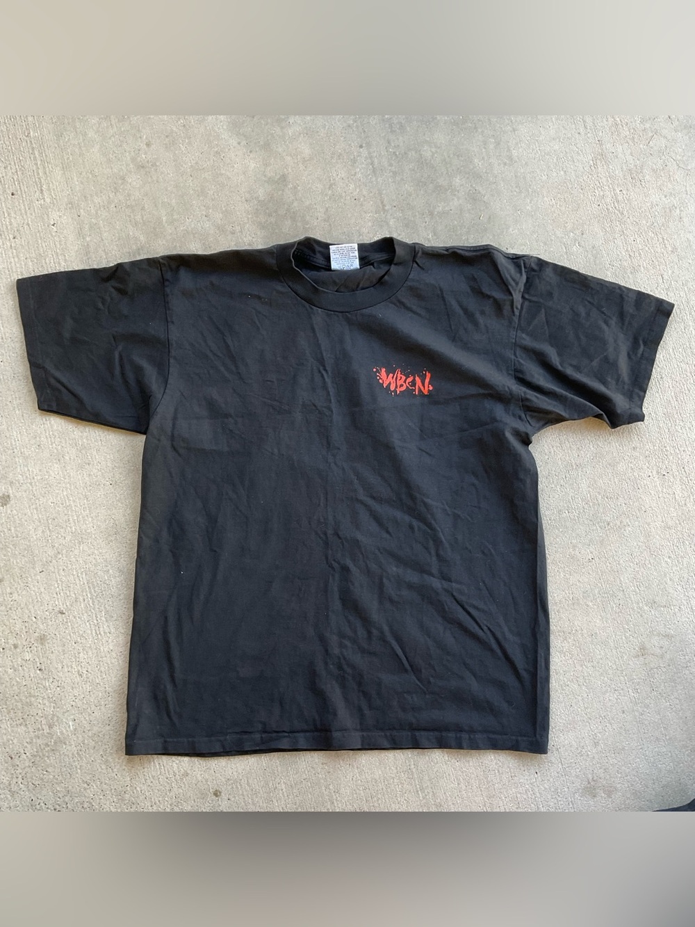Vintage Black Graphic Crewneck T-Shirt with Red Logo